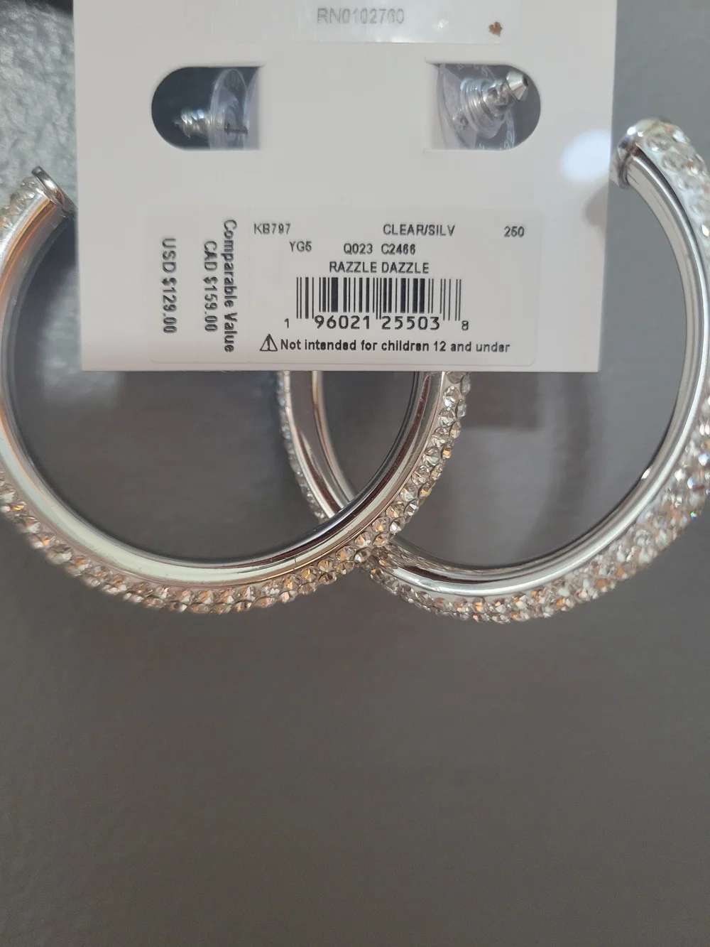 kate Spade Clear/Silver Hoop Earrings